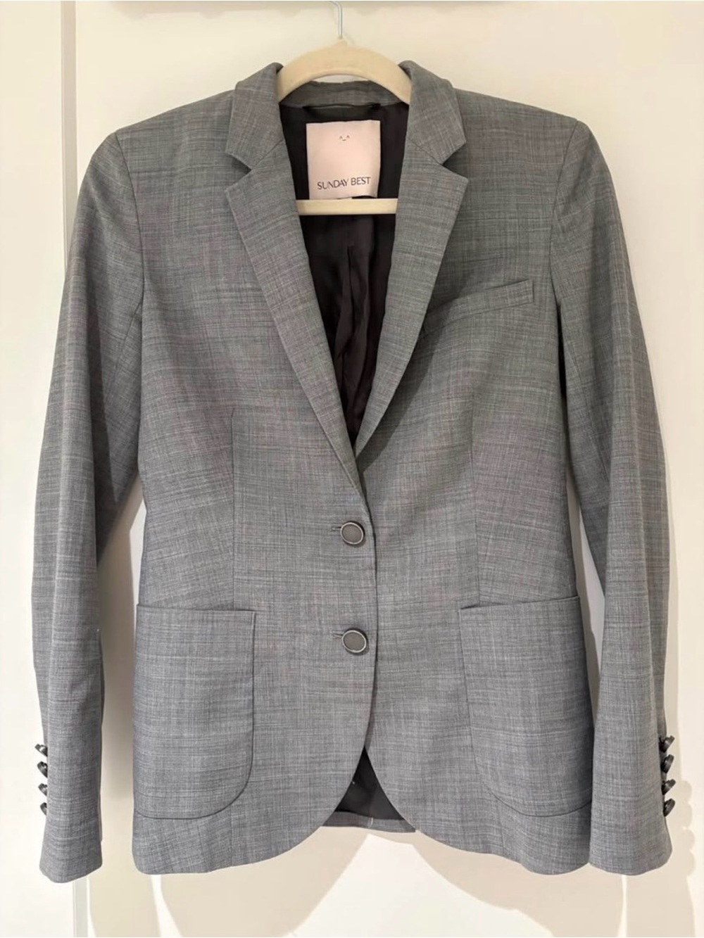 Sunday Best Light Grey Single-Breasted Tailored Blazer